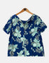 Blue Floral Short-Sleeve Dress